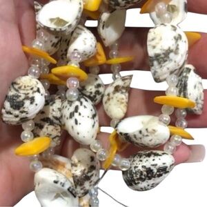 Unique Handmade Seashell and Beaded Slip on Necklace